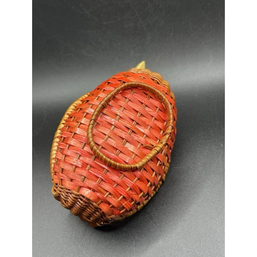 Vintage Woven Wicker Duck Bird Basket Bowl w/ Wooden Beak‎ - 6